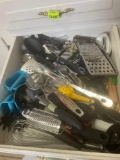 spatulas; whisk; grater; cork screw; misc