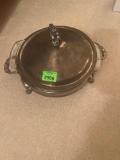 vintage silver serving dish with lid