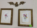 2 Pictures wall hanging; floral wall decor