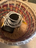 wicker basket w/ cords; pens; Neosporin