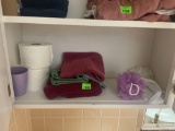 wash cloths; toilet paper; trash bags