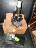 antique microscope; film