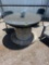 wood spool table with granite top