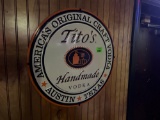 Titos vodka metal sign