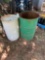 1 plastic barrel and one metal barrel