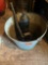 Metal bucket with a bottle jack