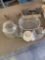 Glass vase, glass jar, glass mug with jackpot on front, coffee mug, strainer basket and more