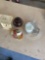 pryex small bowl, 3 white sauce bowls, vintage metal scale and more