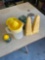2 juicers, glass, sugar shaker, Obelisks made in Italy