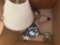 Wood pole ends, lamp shade and lights