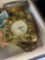 Vintage table clock,Vintage Lady Hamilton miniature painting by George Romney and other misc items