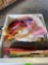 Box with misc sewing items and needle point items