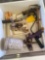 Paint gun, paint brushes, and misc items