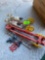 Vintage cast iron Horse drawn fire wagon hook ladder with 2 horses and drivers