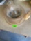 Glass pie plate-has chip, glass bowls and a vase