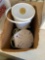 Plastic container with lid, candle warmer, and grease catches for George Foreman grill, butter dish