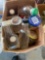 Miscellaneous jars and bottles with lids