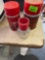 Two thermoses and miscellaneous glass item