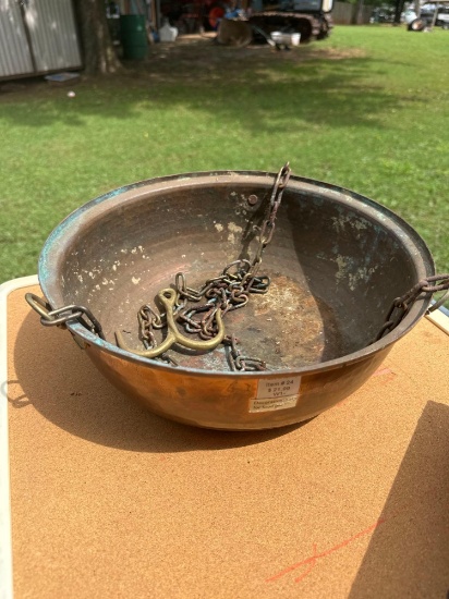 Copper hanging bowl