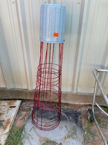 Tomato cages and plastic can