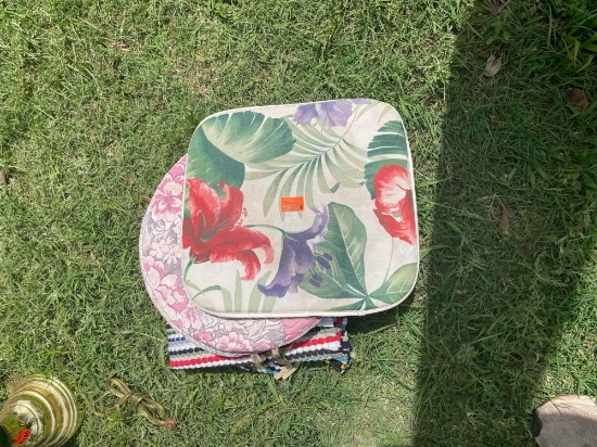 Seat cushions and rugs