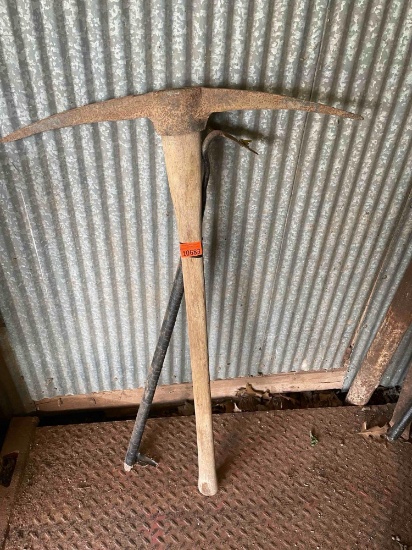 Pick ax and garden hoe