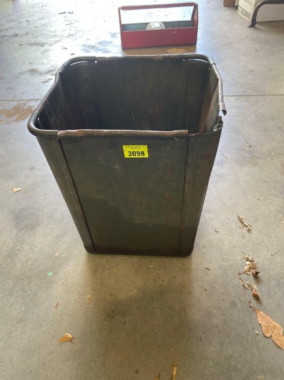 Metal trash can with brackets and reflectors