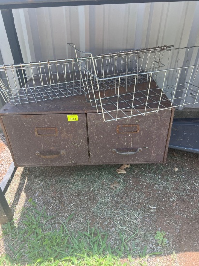 Metal file cabinet and 2 wire baskets