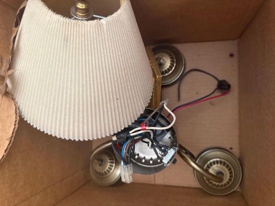 Wood pole ends, lamp shade and lights