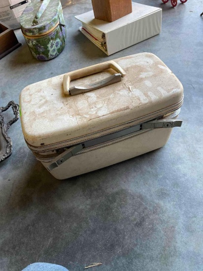 Vintage Samsonite make up suitcase with misc bottles