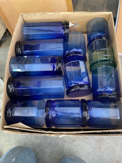 Light blue and cobalt blue glasses