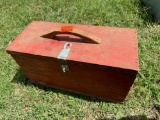 Wooden box with lockable lid