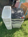 Plastic storage container with drawers