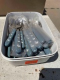 Vintage silverware blue with ducks