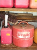 1 metal, 1 plastic gas cans