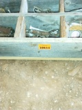 Wooden box with nuts, bolts, and other miscellaneous hardware items