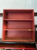 Red wooden bookcase Pick up after 1pm