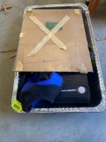 Disposable pans, photoalbum, scrub brush and piece of glass and more