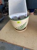 Ceramic planter, plastic cubby,