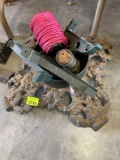 Cast iron Christmas tree base and small spool of wire