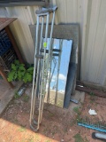 Crutches with rounded bottoms, misc sheets of metal