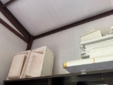 Styrofoam ice chest, fridge door and other fridge items, wooden drawers