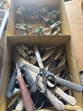 Door hinges, scissors, kitchen knives