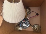 Wood pole ends, lamp shade and lights
