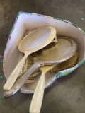 Vintage hand mirrors, brushes and combs