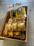 Box of used door handles, dead bolts and spring hinges