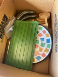 Metal bananas, poker chips, thermos stopper, coasters and more