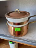 Vintage copper and ceramic double boiler