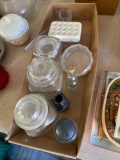 Box with misc glass canisters & Jars