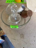 Glass bowl, Vintage OMC Otagiri miniature vase, glass candy dish, and more